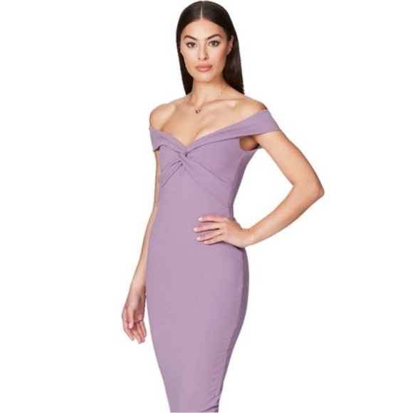 Nookie Dresses & Skirts - NWT NOOKIE Dolly Midi Dress in Soft Violet Purple Bodycon Stretch Size XS Formal